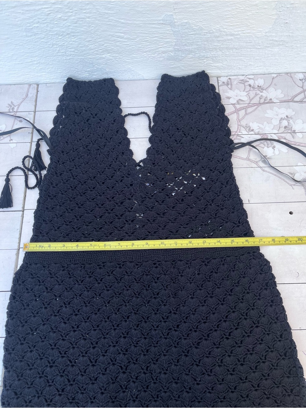 Helen Jon Black Crochet cover up and String Bikini Bottom - Picture 11 of 11